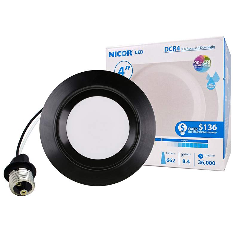 Image 1 Nicor DCR 4" Black LED Recessed Retrofit Downlight
