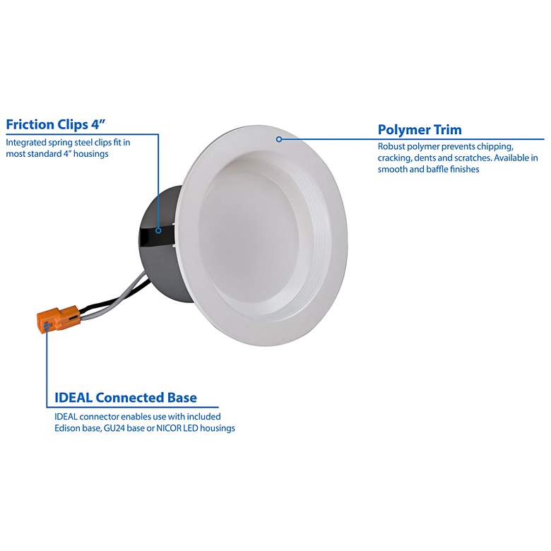 Image 4 Nicor DCR 4 inch White LED Recessed Retrofit Downlight w/ Baffle more views