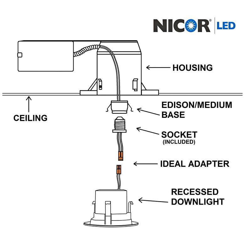 Image 6 Nicor DCR 4 inch White LED Recessed Retrofit Downlight w/ Baffle more views