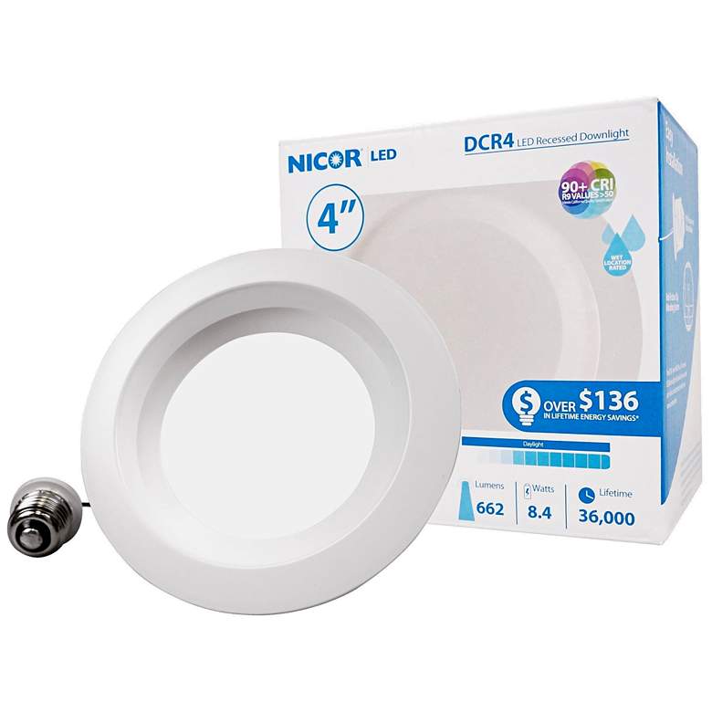 Image 1 Nicor DCR 4" White LED Recessed Retrofit Downlight