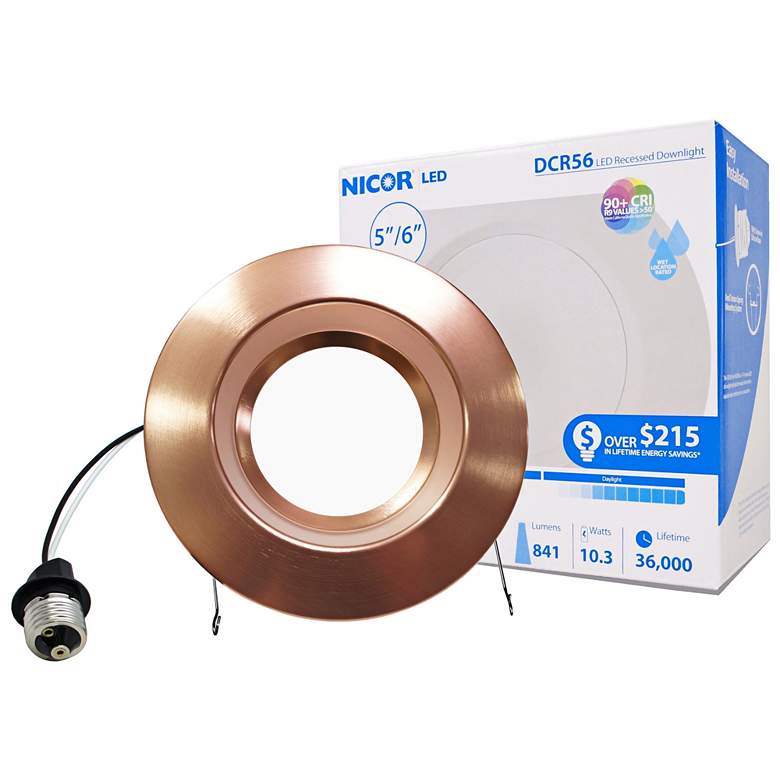 Image 1 Nicor DCR 5 inch/6 inch Aged Copper 10.5W LED Retrofit