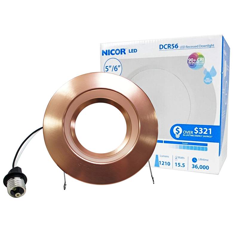Image 1 Nicor DCR 5 inch/6 inch Aged Copper 14.5W LED Retrofit DownLt