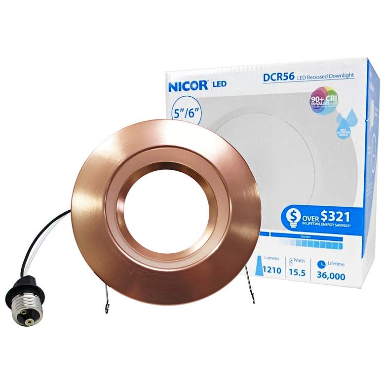 Image 1 Nicor DCR 5"/6" Aged Copper 14.5W LED Retrofit DownLt