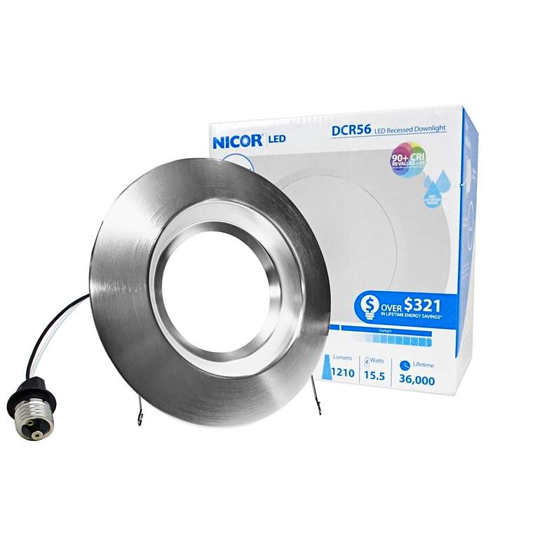 Image 1 Nicor DCR 5 inch/6 inch Nickel 14.5 Watt LED Retrofit Downlight