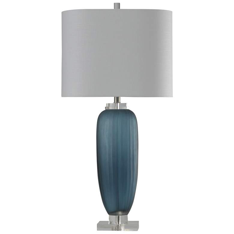 Image 1 Nicosia Nicosia Blue Table Lamp with White Hardback Shade