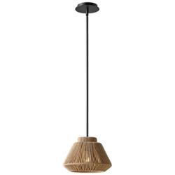 Nido 11 1/2" Wide Matte Black and Natural Rope Mini Pendant