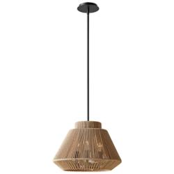 Nido 18" Wide Matte Black and Natural Rope Pendant