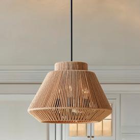 Nido 18" Wide Matte Black and Natural Rope Pendant Nido 18" Wide Matte Black and Natural Rope Pendant