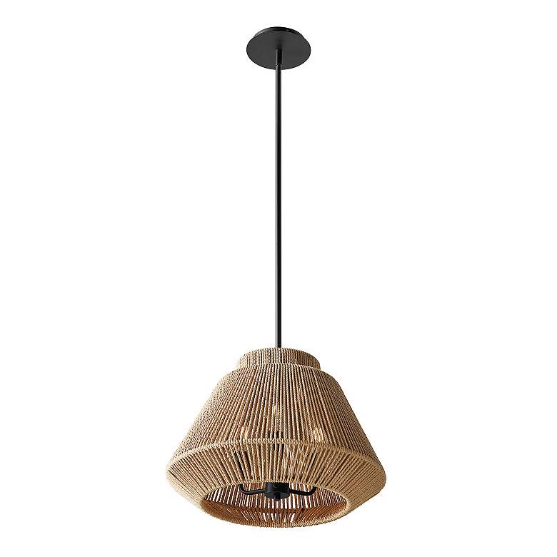 Image 4 Nido 18" Wide Matte Black and Natural Rope Pendant more views