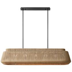 Nido 54" Wide Matte Black and Natural Rope Linear Pendant