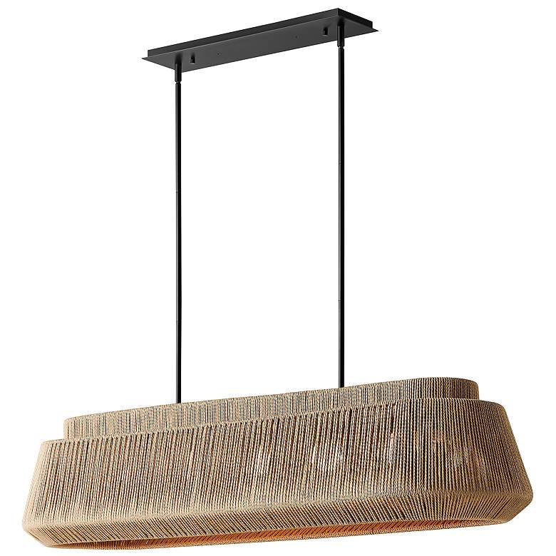 Image 3 Nido 54" Wide Matte Black and Natural Rope Linear Pendant more views