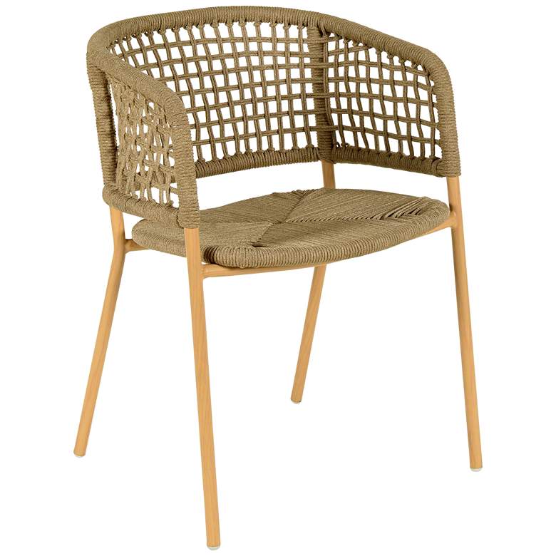 Image 1 Niel Natural Rope Oak Iron Outdoor Dining Chair