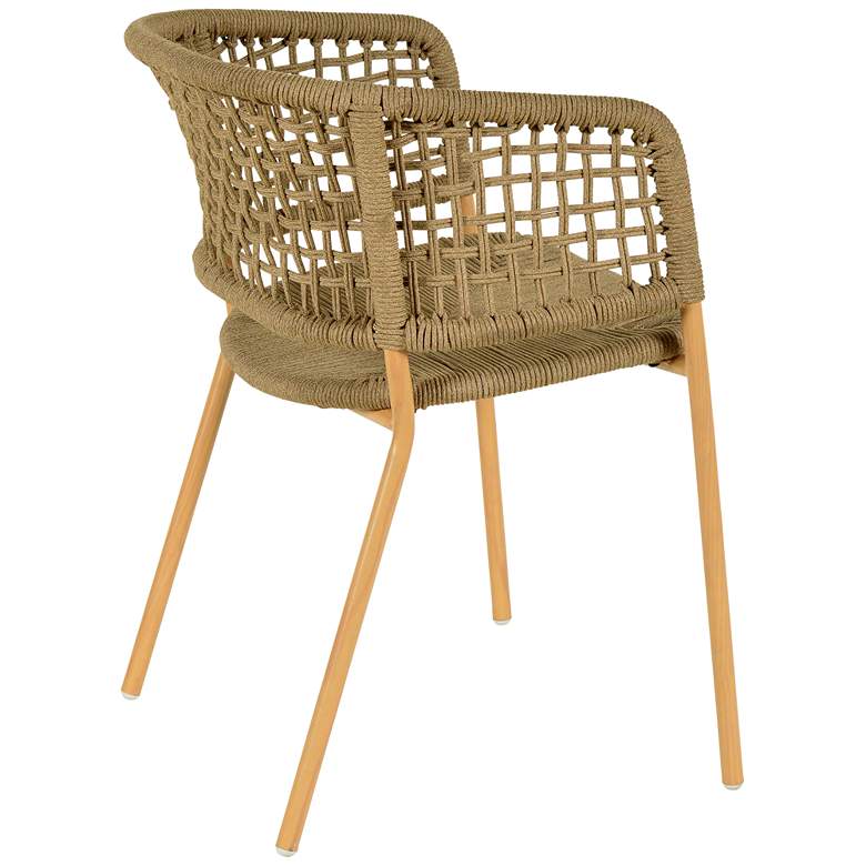 Image 4 Niel Natural Rope Oak Iron Outdoor Dining Chair more views