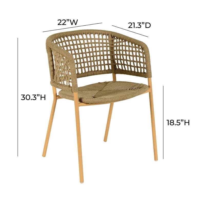 Image 5 Niel Natural Rope Oak Iron Outdoor Dining Chair more views
