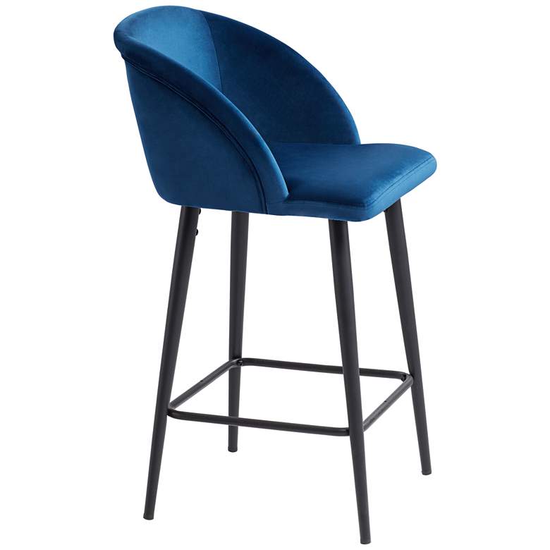 Image 7 Nigel Blue Velvet Luxe Barstool more views