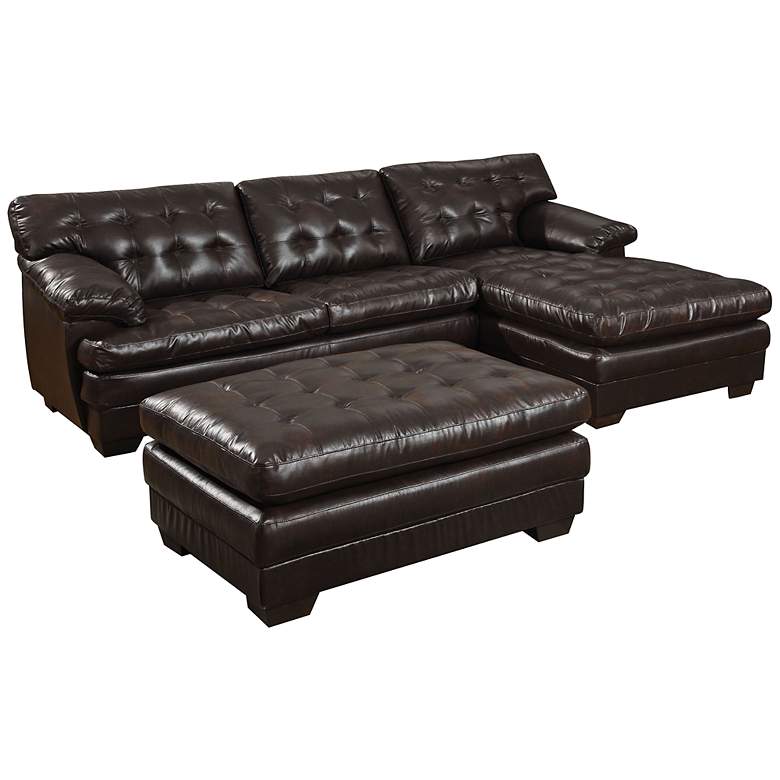 Image 1 Nigel Dark Brown Bonded Leather Match Sectional Sofa