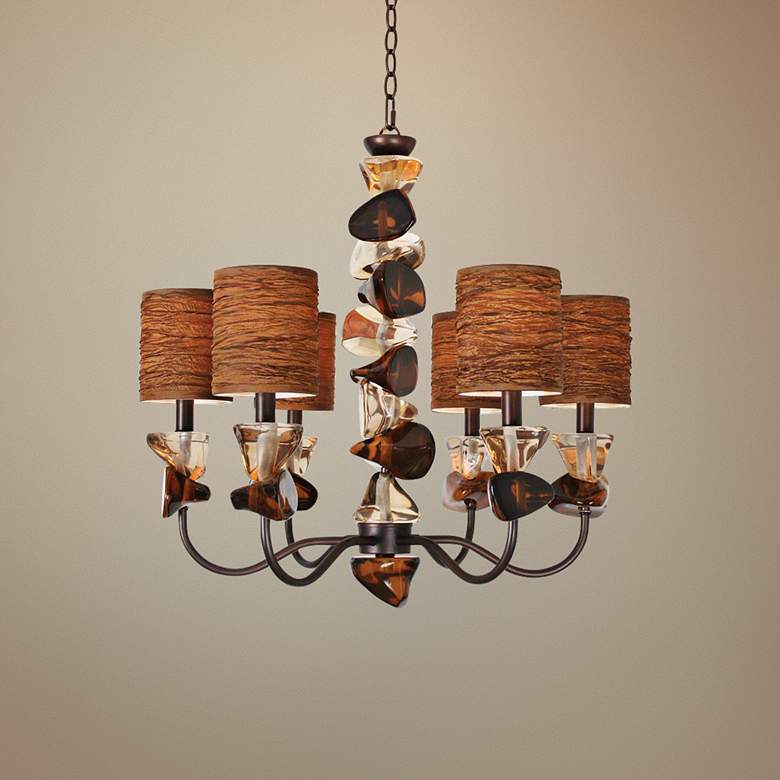 Image 1 Night Life 27 inch Wide Copper 6-Light Rock and Roll Chandelier