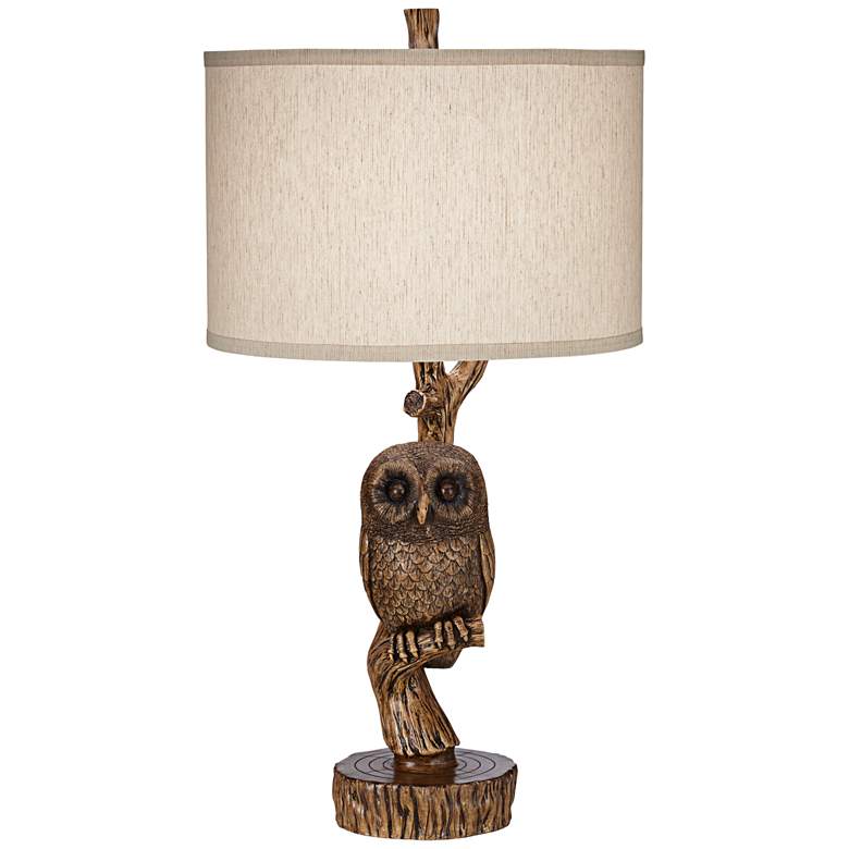 Image 1 Night Owl Aged Fruitwood Accent Table Lamp