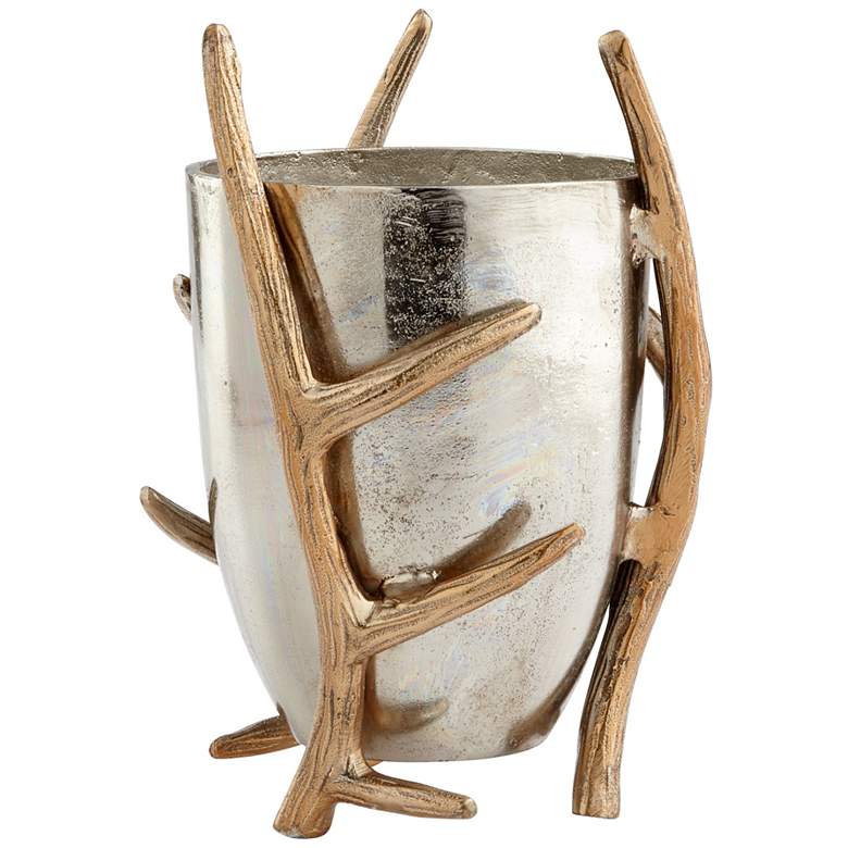 Image 1 Night Watch 11" High Nickel and Antler Horn Vase