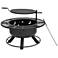 Nightstar 32 3/4" Round Black Wood Burning Firepit and Grill