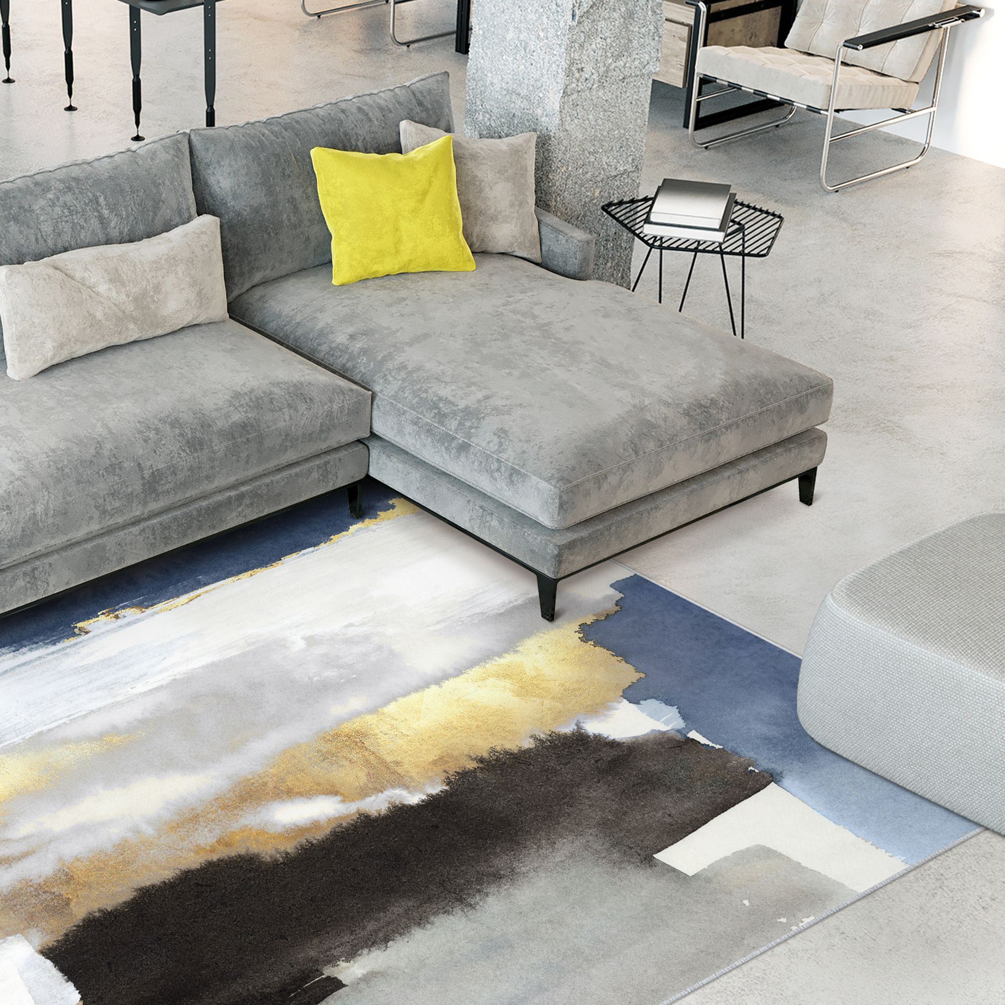 Image 5 Nikka Washable Abstract Art Area Rug size 5'x8' more views