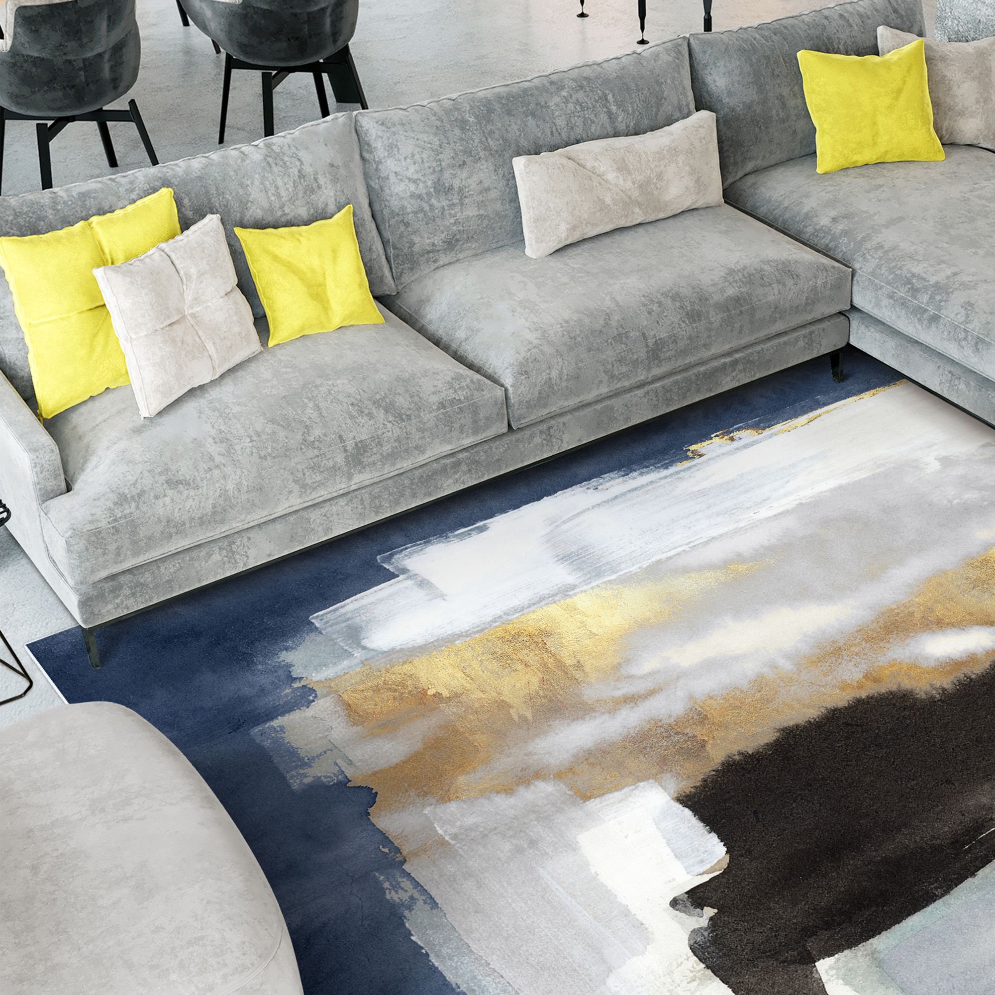 Image 5 Nikka Washable Abstract Art Area Rug size 8'x10' more views