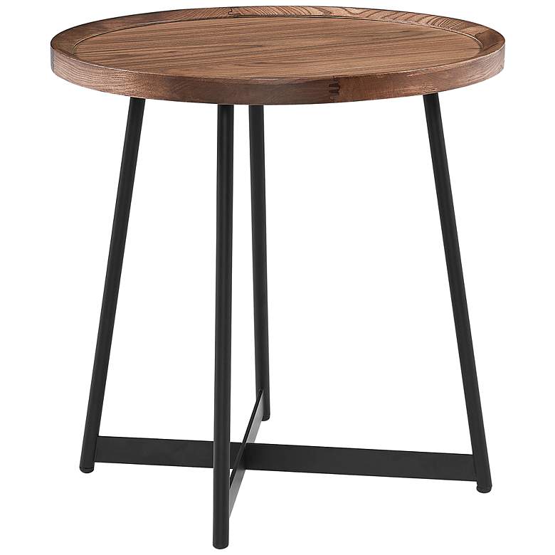Image 1 Niklaus 21 3/4" Wide American Walnut Wood Round Side Table