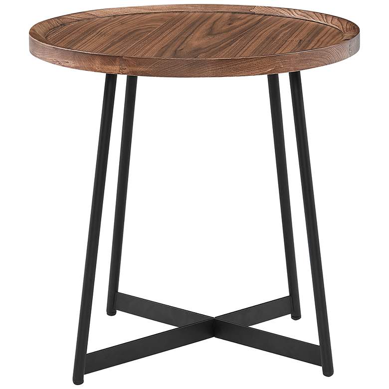 Image 4 Niklaus 21 3/4" Wide American Walnut Wood Round Side Table more views