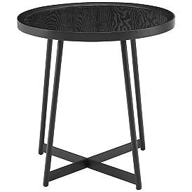 Image1 of Niklaus 21 3/4" Wide Black Stained Ash Wood Round Side Table