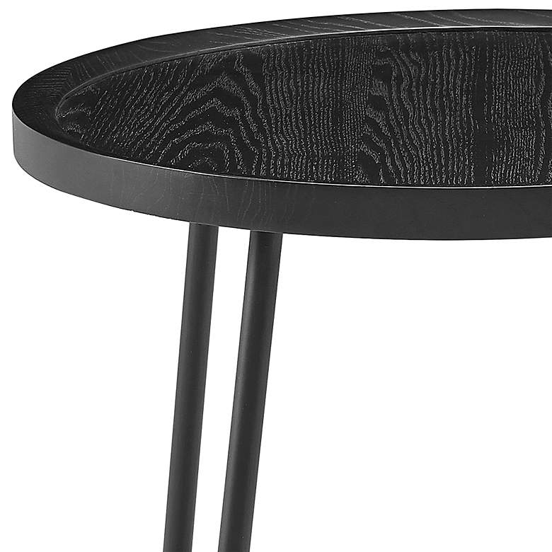 Image 2 Niklaus 21 3/4 inch Wide Black Stained Ash Wood Round Side Table more views