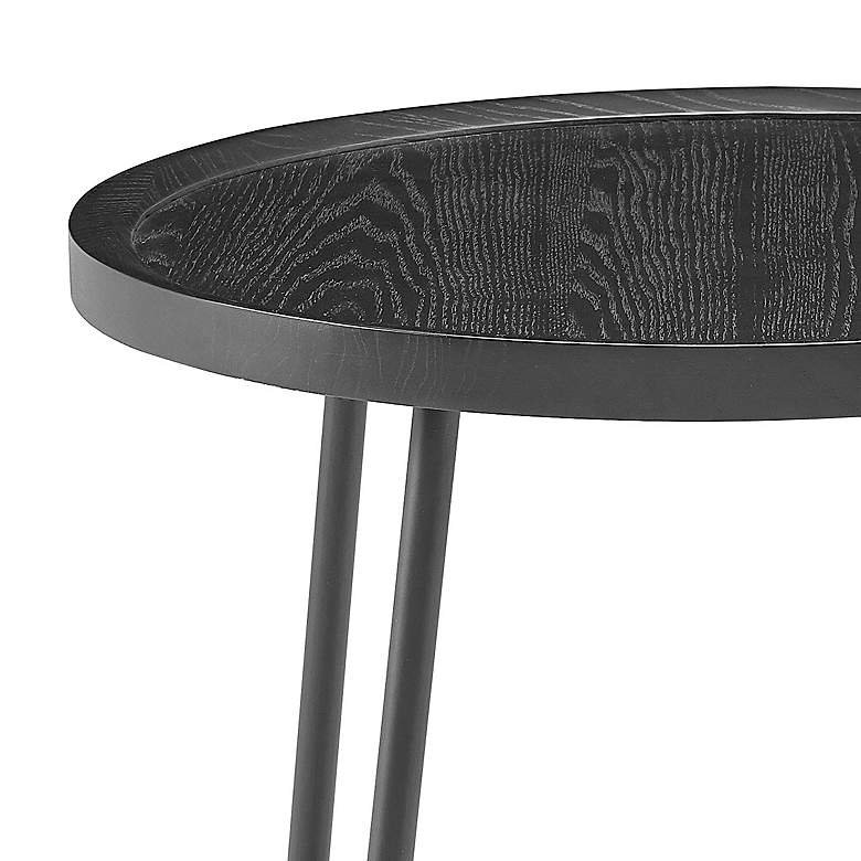 Image 4 Niklaus 21 3/4" Wide Black Stained Ash Wood Round Side Table more views