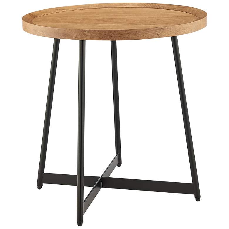 Image 1 Niklaus 21 3/4" Wide Natural White Oak Wood Round Side Table