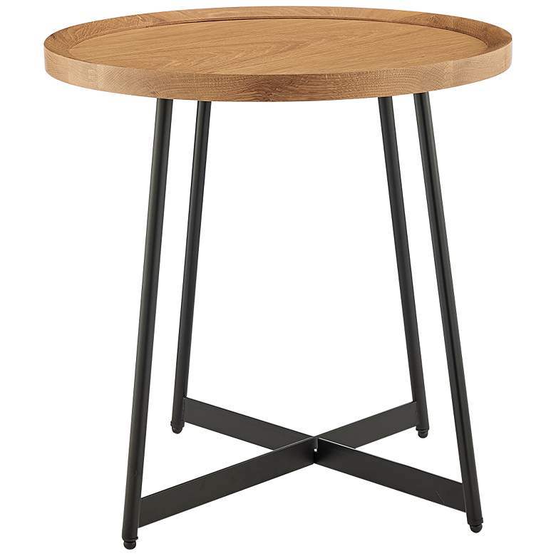 Image 4 Niklaus 21 3/4" Wide Natural White Oak Wood Round Side Table more views
