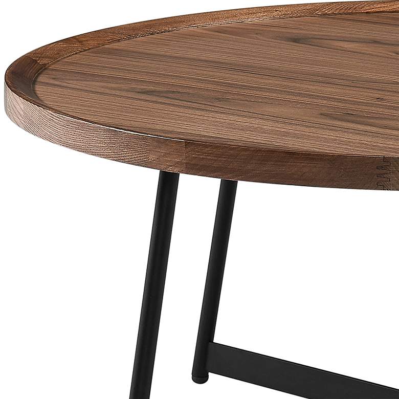 Image 2 Niklaus 35 1/2" Wide American Walnut Wood Round Coffee Table more views