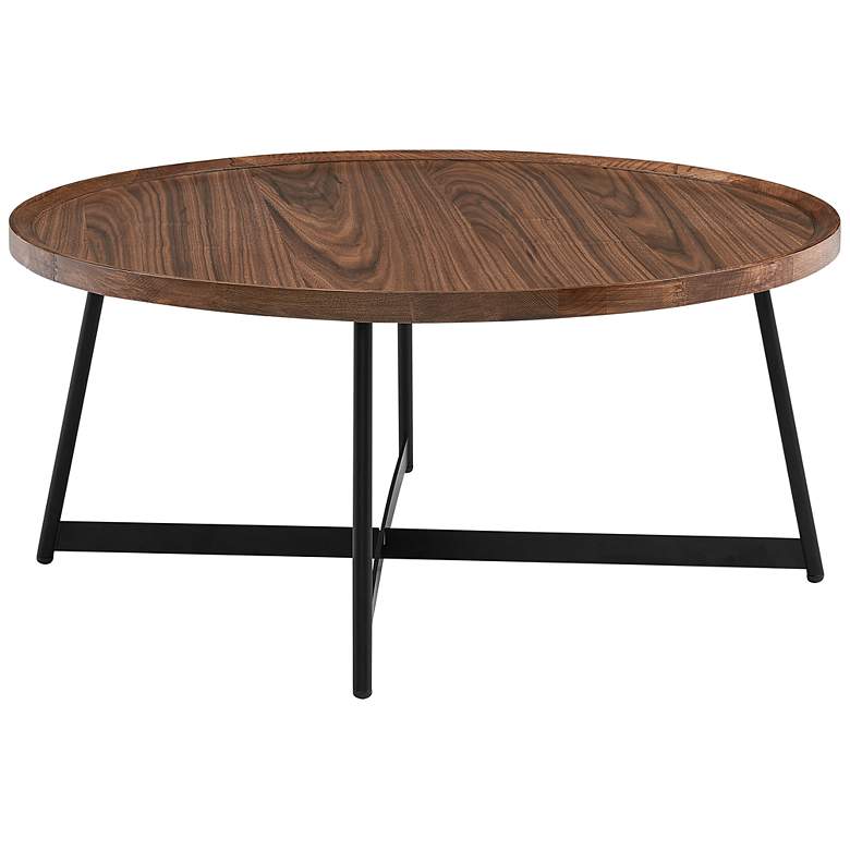 Image 4 Niklaus 35 1/2" Wide American Walnut Wood Round Coffee Table more views