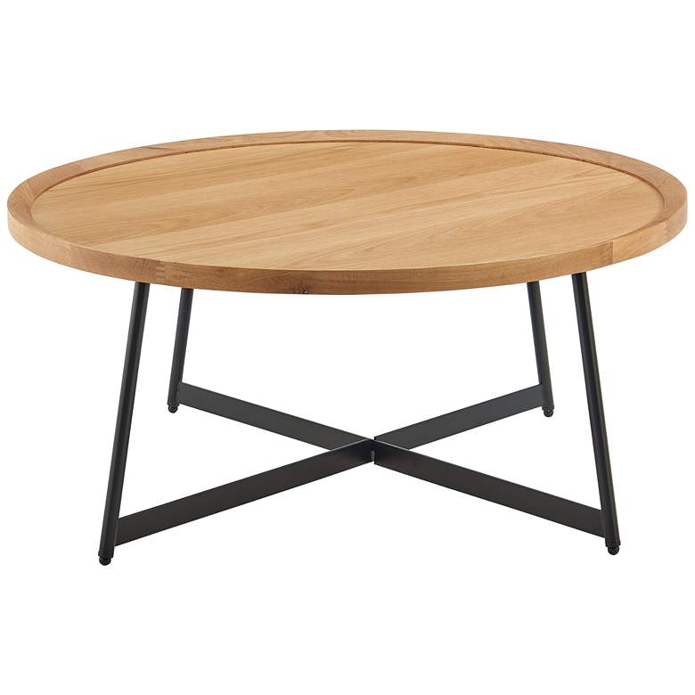 Image 1 Niklaus 35 1/2" Wide Natural White Oak Wood Round Coffee Table