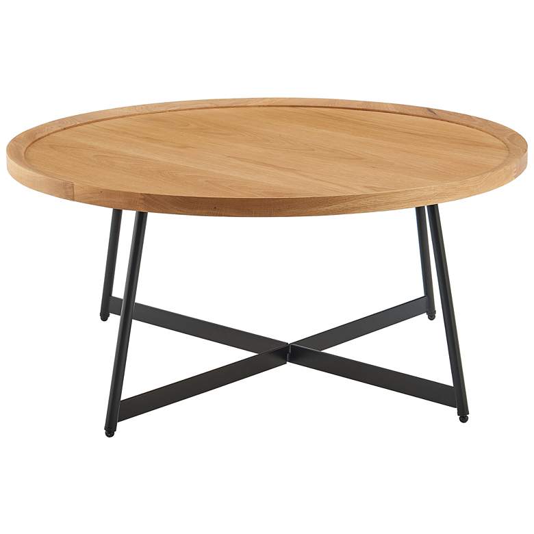 Image 4 Niklaus 35 1/2" Wide Natural White Oak Wood Round Coffee Table more views