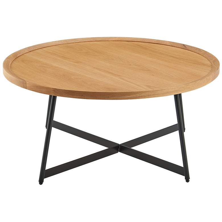 Image 5 Niklaus 35 1/2" Wide Natural White Oak Wood Round Coffee Table more views