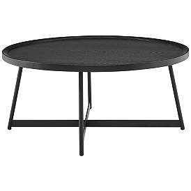 Image1 of Niklaus 35 1/2"W Black Stained Ash Wood Round Coffee Table