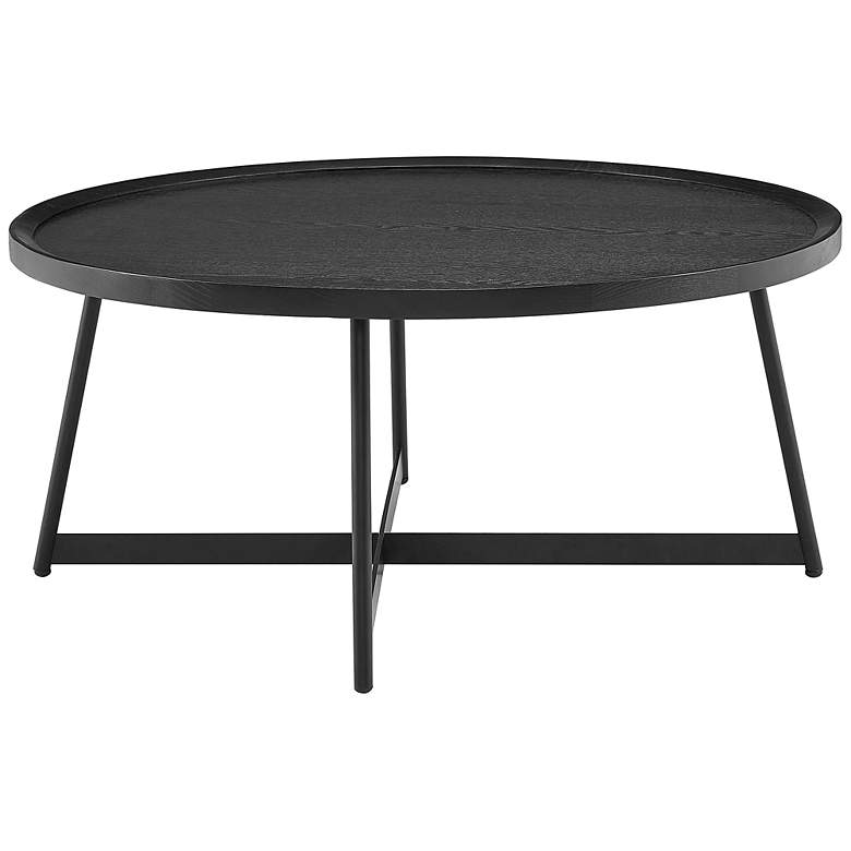 Image 1 Niklaus 35 1/2"W Black Stained Ash Wood Round Coffee Table