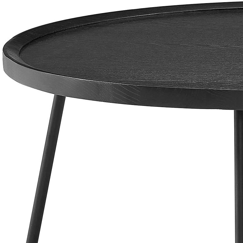 Image 2 Niklaus 35 1/2"W Black Stained Ash Wood Round Coffee Table more views