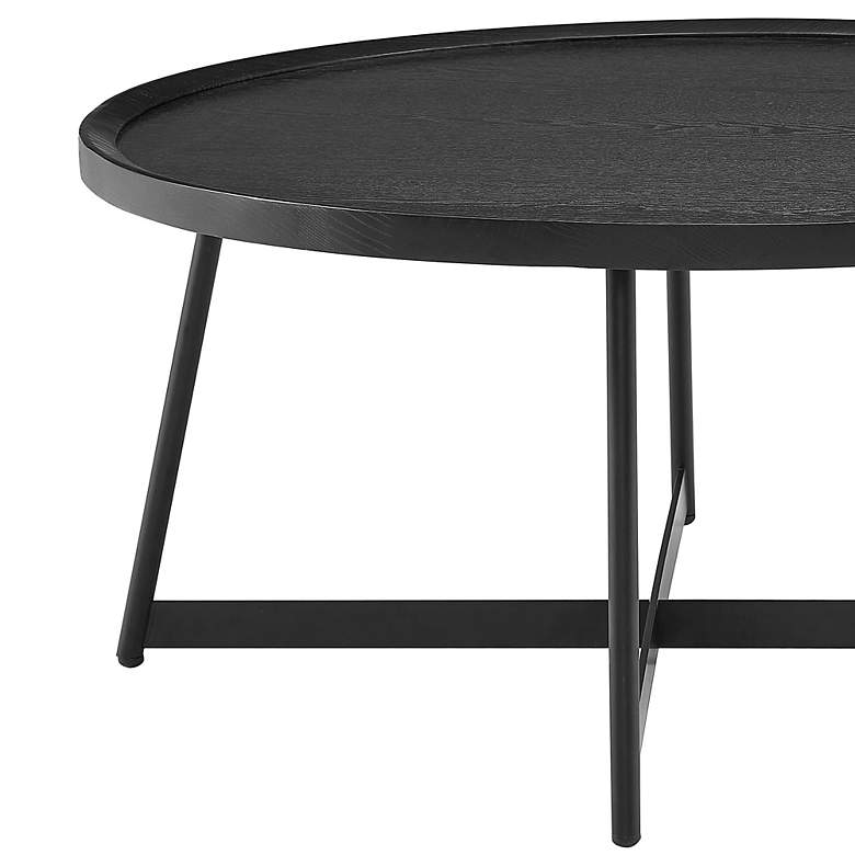 Image 4 Niklaus 35 1/2"W Black Stained Ash Wood Round Coffee Table more views