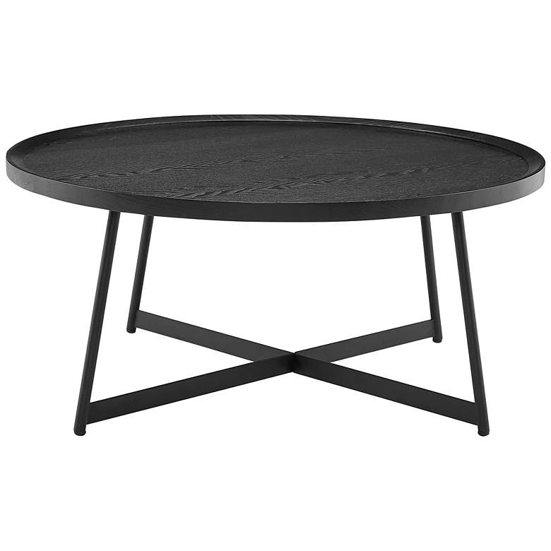 Image 6 Niklaus 35 1/2"W Black Stained Ash Wood Round Coffee Table more views