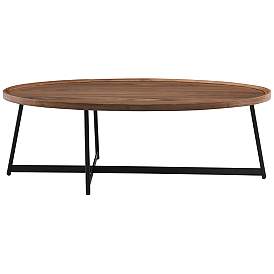 Image1 of Niklaus 47" Wide American Walnut Wood Oval Coffee Table
