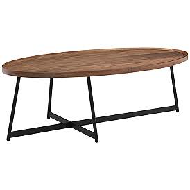 Image4 of Niklaus 47" Wide American Walnut Wood Oval Coffee Table more views