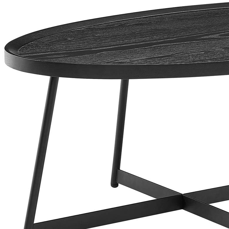 Image 2 Niklaus 47 inch Wide Black Stained Ash Wood Oval Coffee Table more views