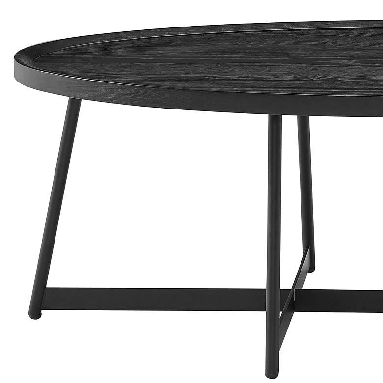 Image 4 Niklaus 47 inch Wide Black Stained Ash Wood Oval Coffee Table more views