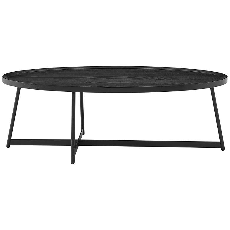 Image 6 Niklaus 47" Wide Black Stained Ash Wood Oval Coffee Table more views