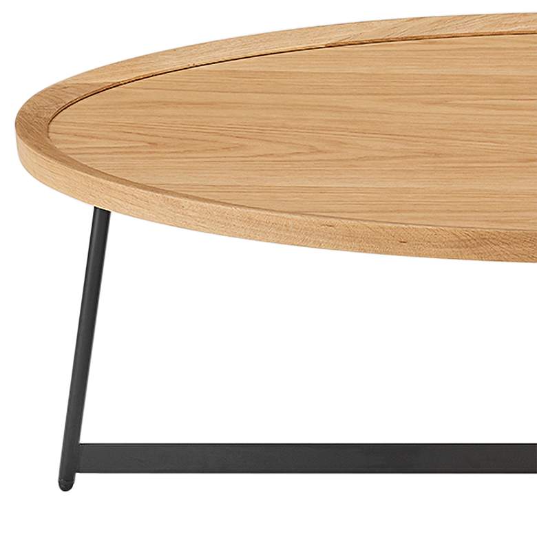 Image 2 Niklaus 47" Wide Natural White Oak Wood Oval Coffee Table more views