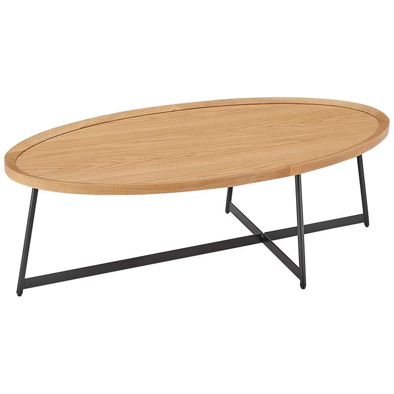 Image 5 Niklaus 47" Wide Natural White Oak Wood Oval Coffee Table more views
